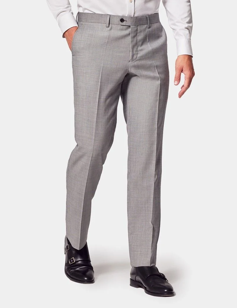 Slim Fit Light Grey Twill Suit Pants thumbnail 2