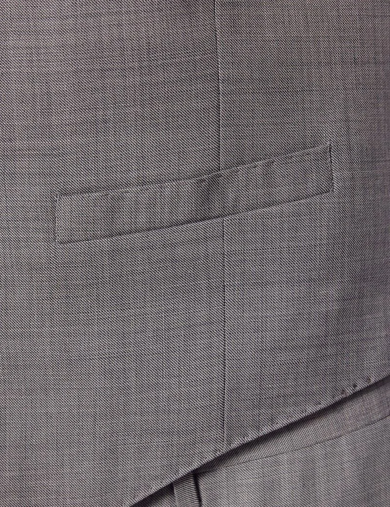 Slim Fit Light Grey Twill Waistcoat thumbnail 4
