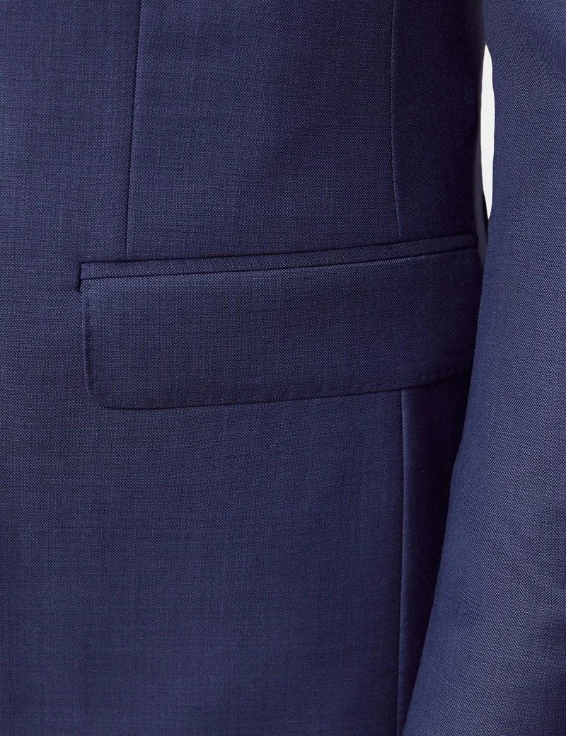 Slim Fit Mid Blue Sharkskin Suit Jacket thumbnail 4