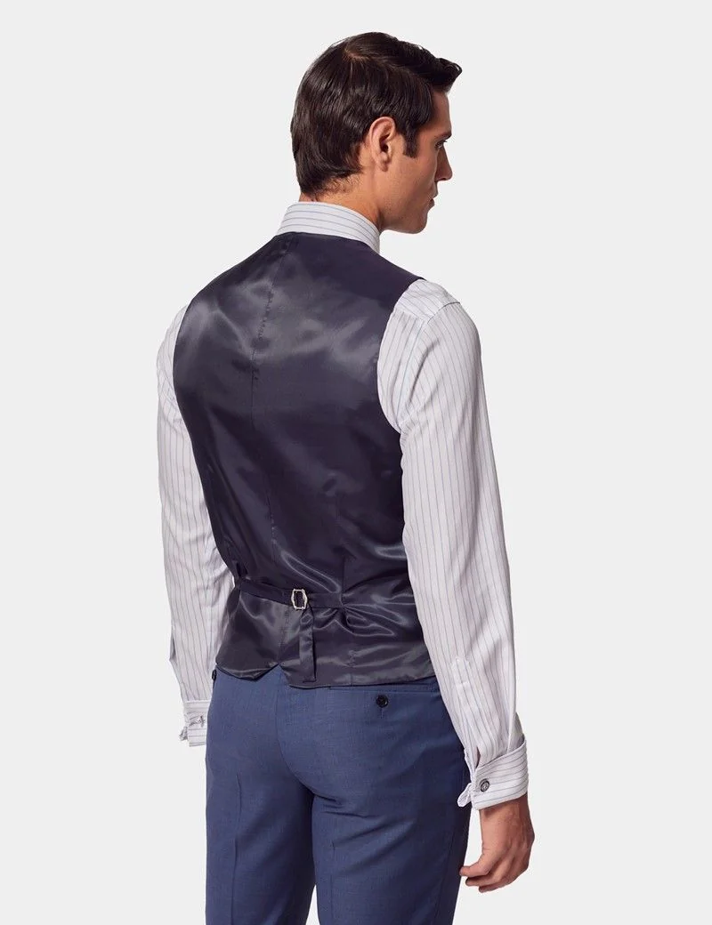 Slim Fit Mid Blue Sharkskin Suit thumbnail 5