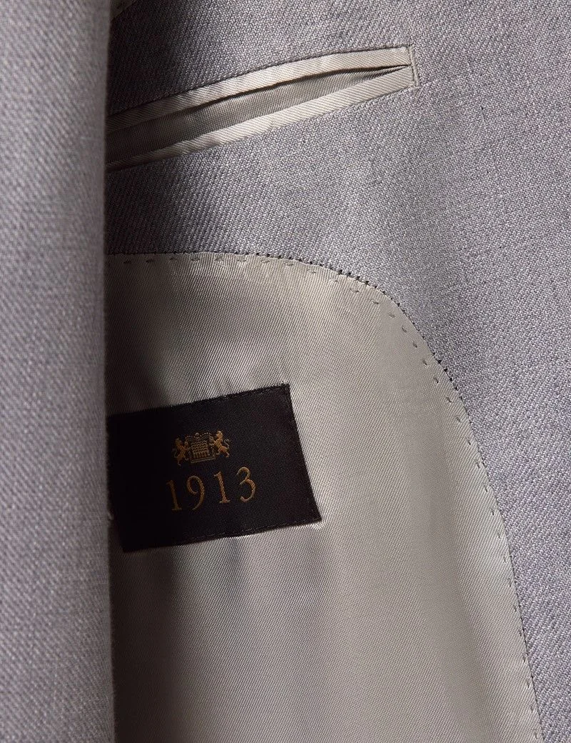 Slim Fit Mid Grey Twill 1913 Linen Suit Jacket thumbnail 2
