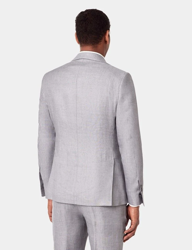 Slim Fit Mid Grey Twill 1913 Linen Suit Jacket thumbnail 3