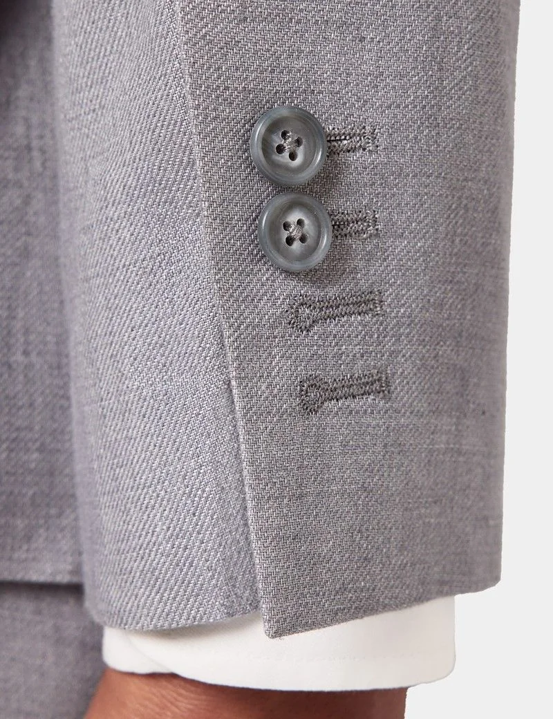 Slim Fit Mid Grey Twill 1913 Linen Suit Jacket thumbnail 5