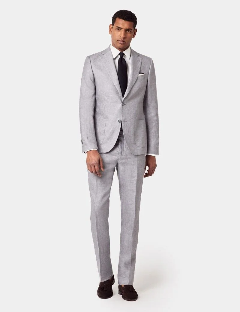 Slim Fit Mid Grey Twill 1913 Linen Suit Jacket thumbnail 6