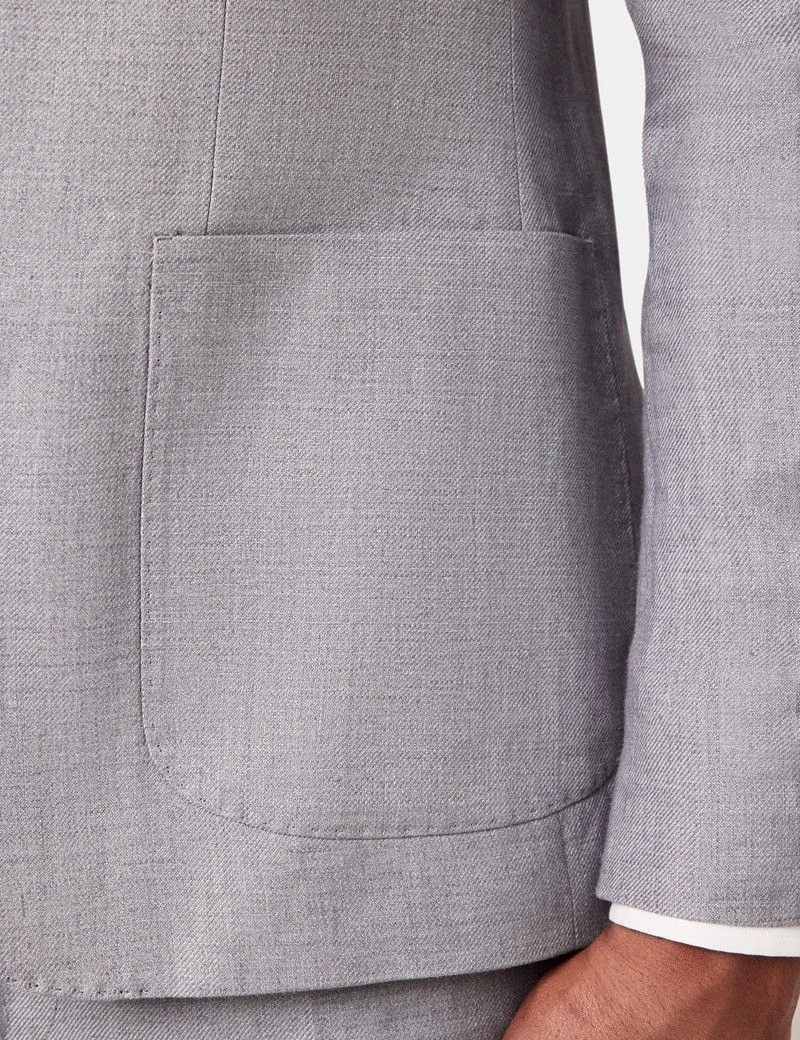 Slim Fit Mid Grey Twill 1913 Linen Suit Jacket thumbnail 10