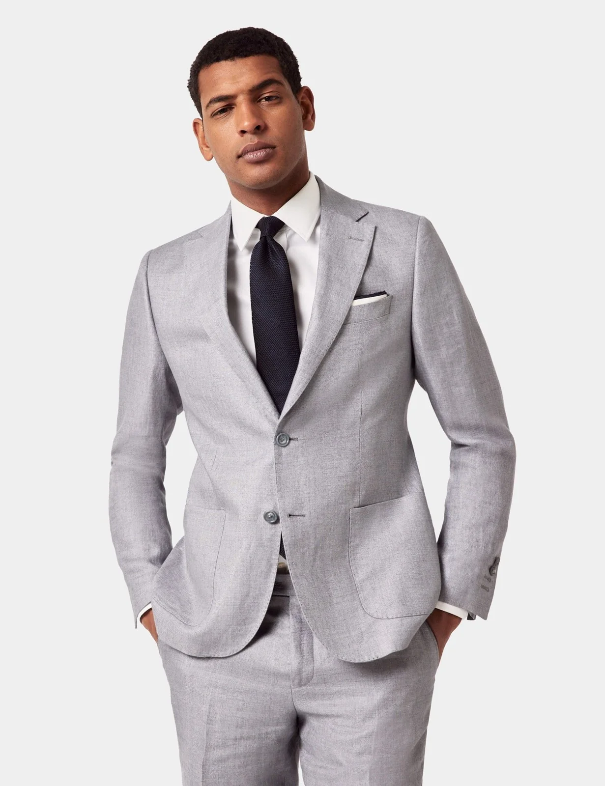 Slim Fit Mid Grey Twill 1913 Linen Suit Jacket primary image