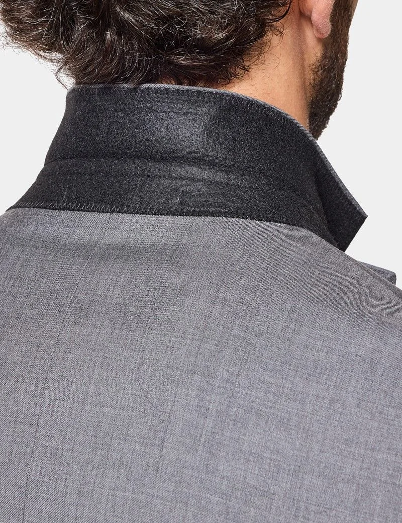 Slim Fit Mid Grey Twill Suit Jacket thumbnail 3