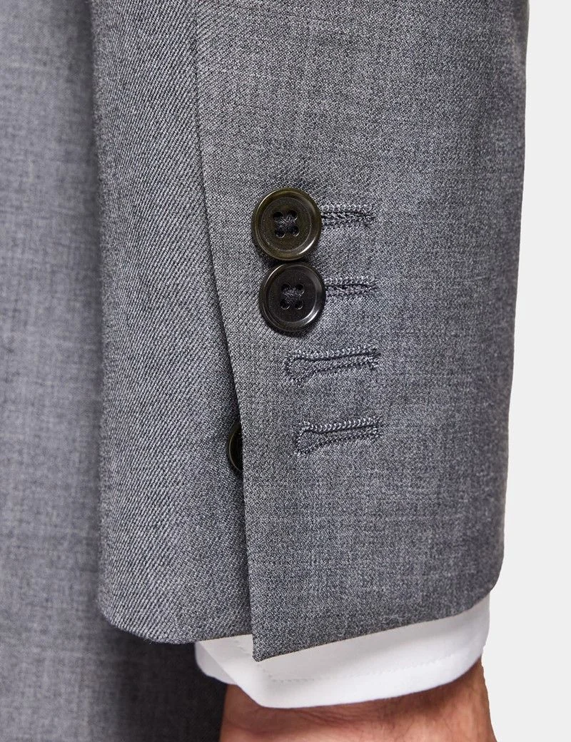 Slim Fit Mid Grey Twill Suit Jacket thumbnail 4