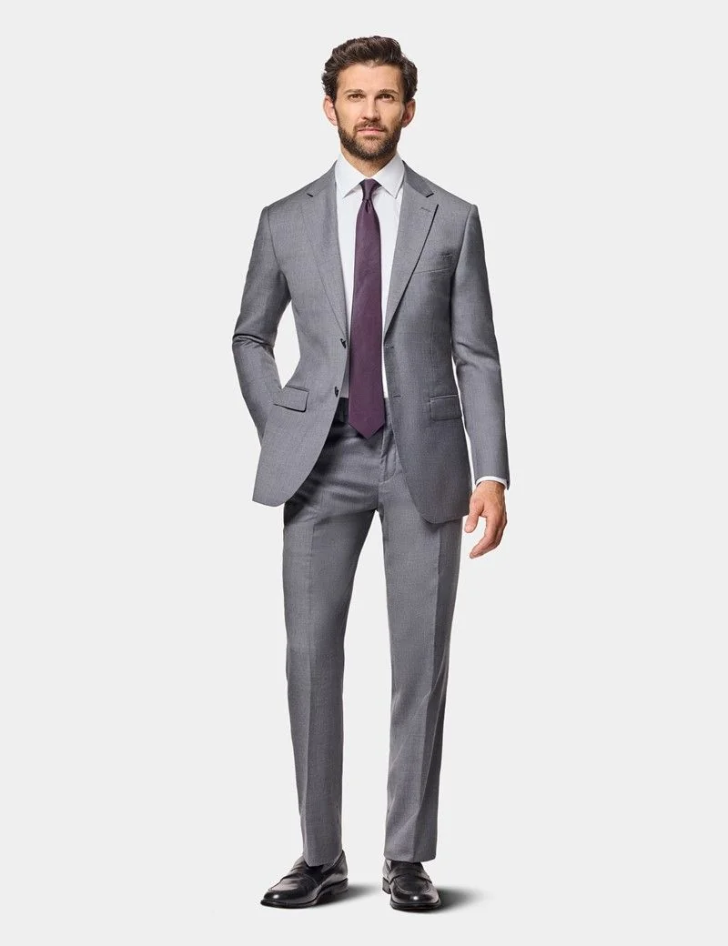 Slim Fit Mid Grey Twill Suit Jacket thumbnail 5