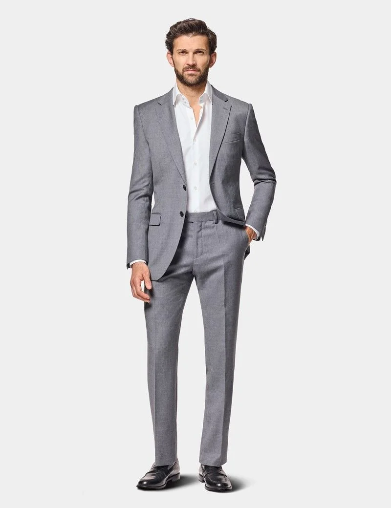 Slim Fit Mid Grey Twill Suit Trousers thumbnail 5