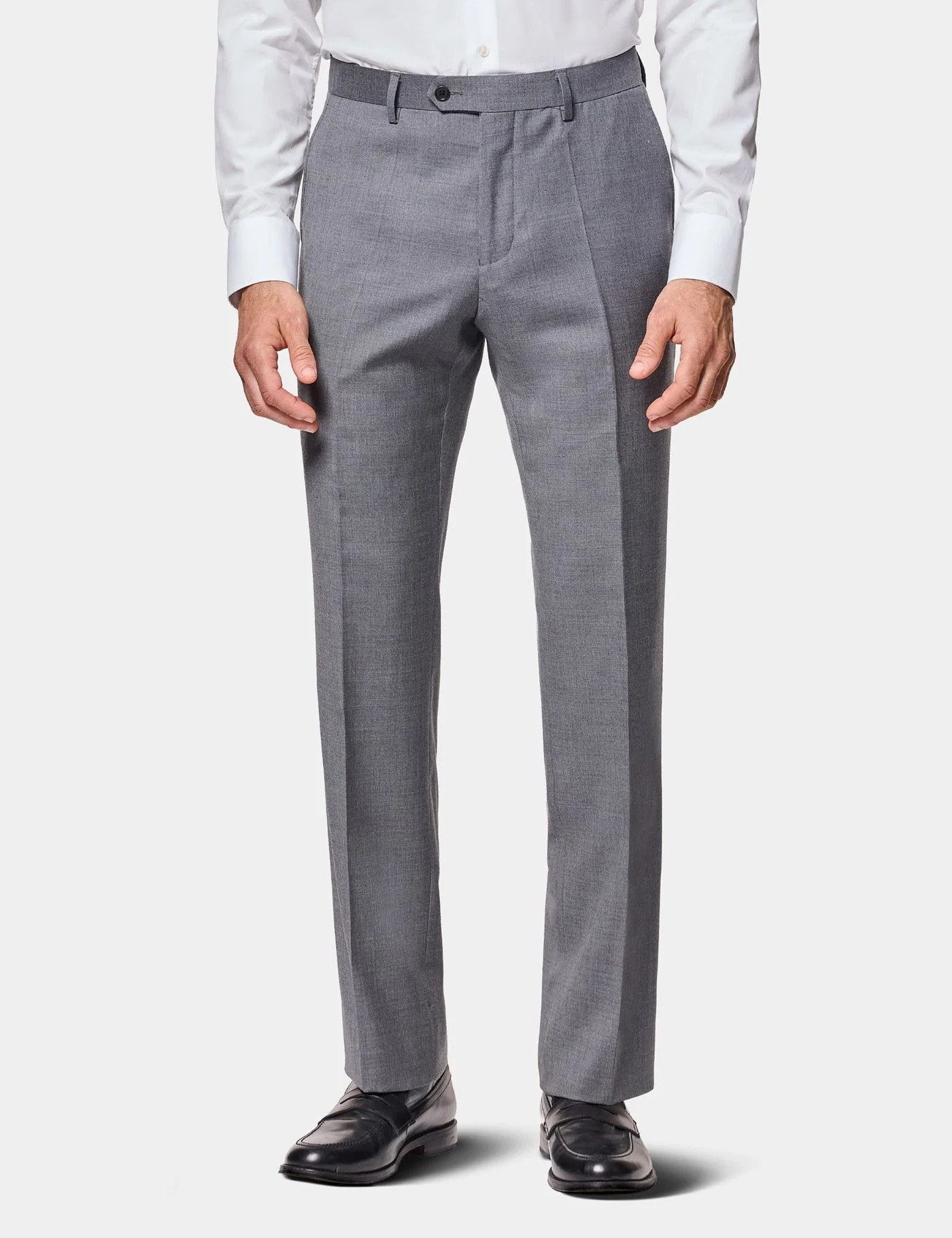 Slim Fit Mid Grey Twill Suit Trousers primary image
