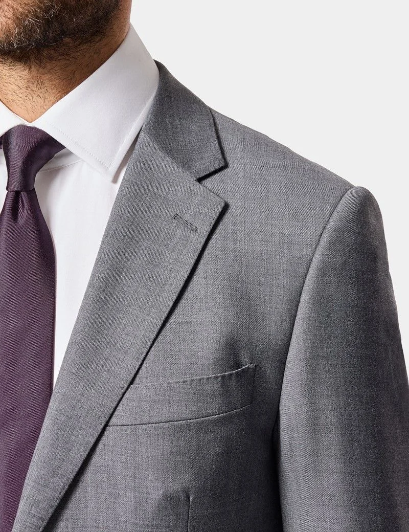 Slim Fit Mid Grey Twill Suit thumbnail 10