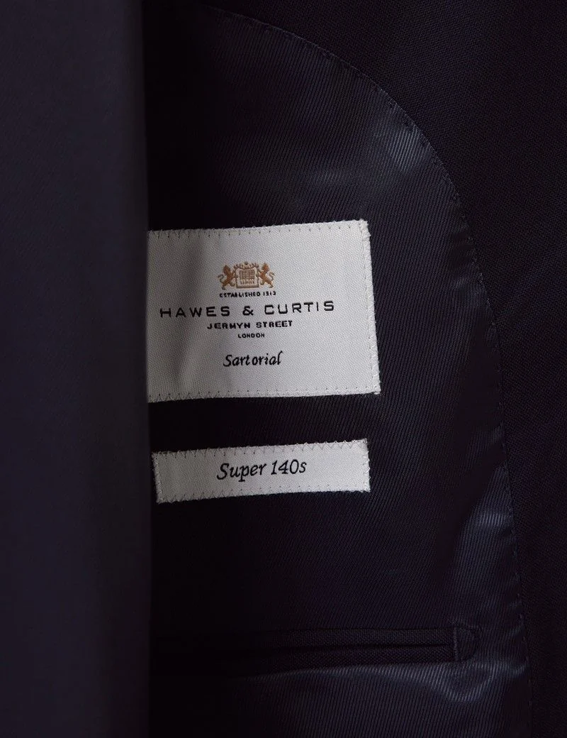 Slim Fit Midnight Blue Semi Plain Suit Jacket thumbnail 3