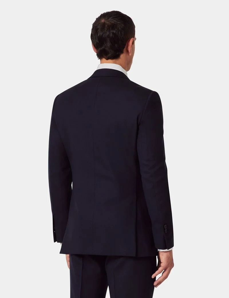 Slim Fit Midnight Blue Semi Plain Suit Jacket thumbnail 4