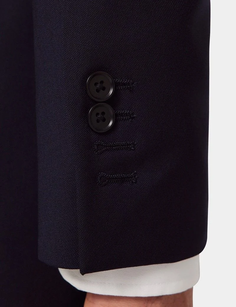 Slim Fit Midnight Blue Semi Plain Suit Jacket thumbnail 6