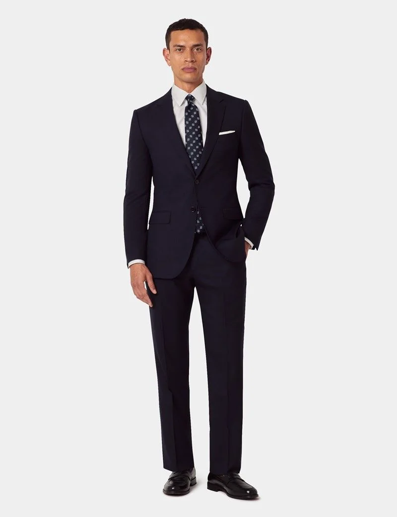 Slim Fit Midnight Blue Semi Plain Suit Jacket thumbnail 7