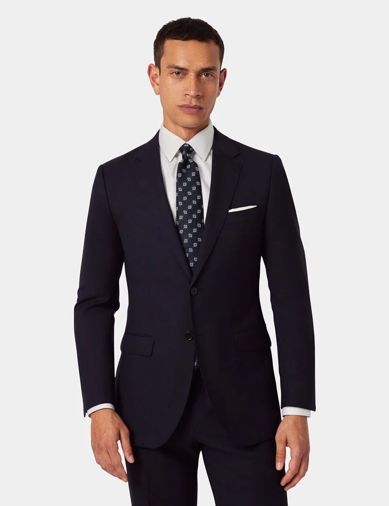 Slim Fit Midnight Blue Semi Plain Suit Jacket thumbnail 8