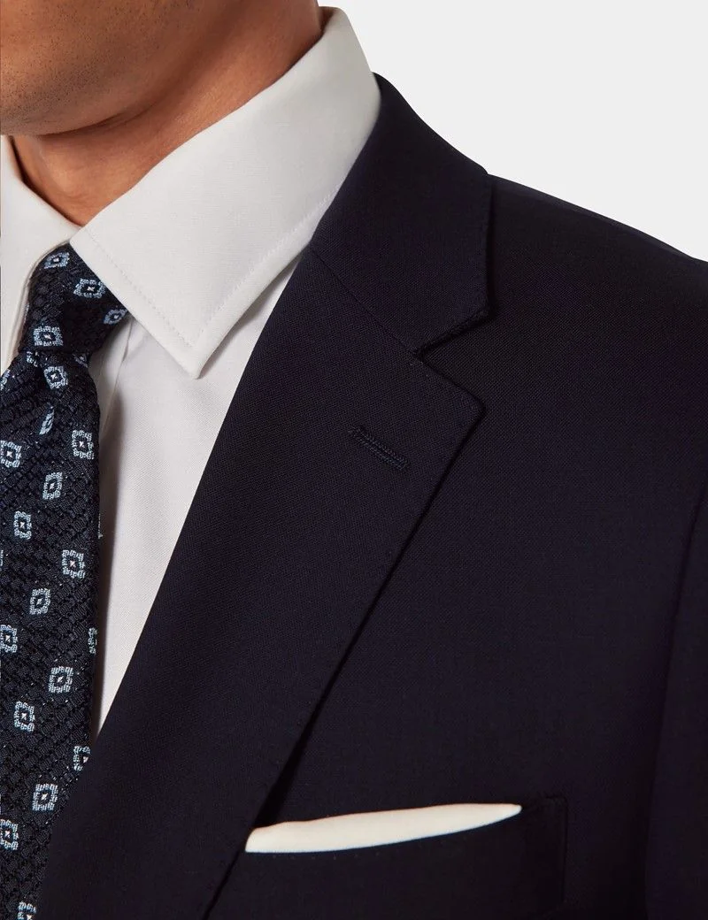Slim Fit Midnight Blue Semi Plain Suit Jacket thumbnail 9