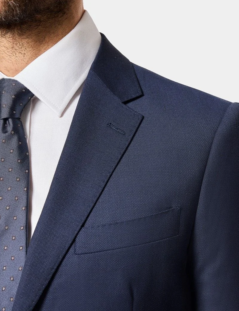 Slim Fit Navy Birdseye Suit Jacket thumbnail 3