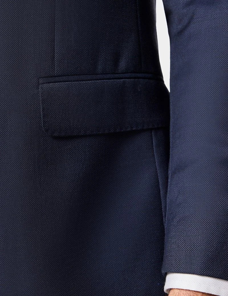 Slim Fit Navy Birdseye Suit Jacket thumbnail 4