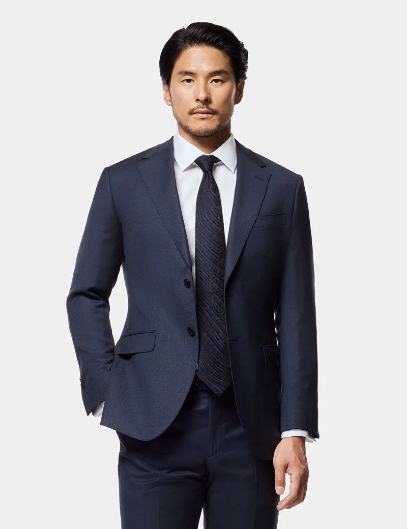 Slim Fit Navy Birdseye Suit Jacket thumbnail 7