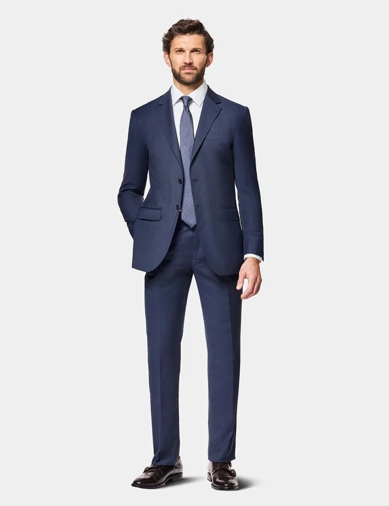 Slim Fit Navy Birdseye Suit Trousers thumbnail 4