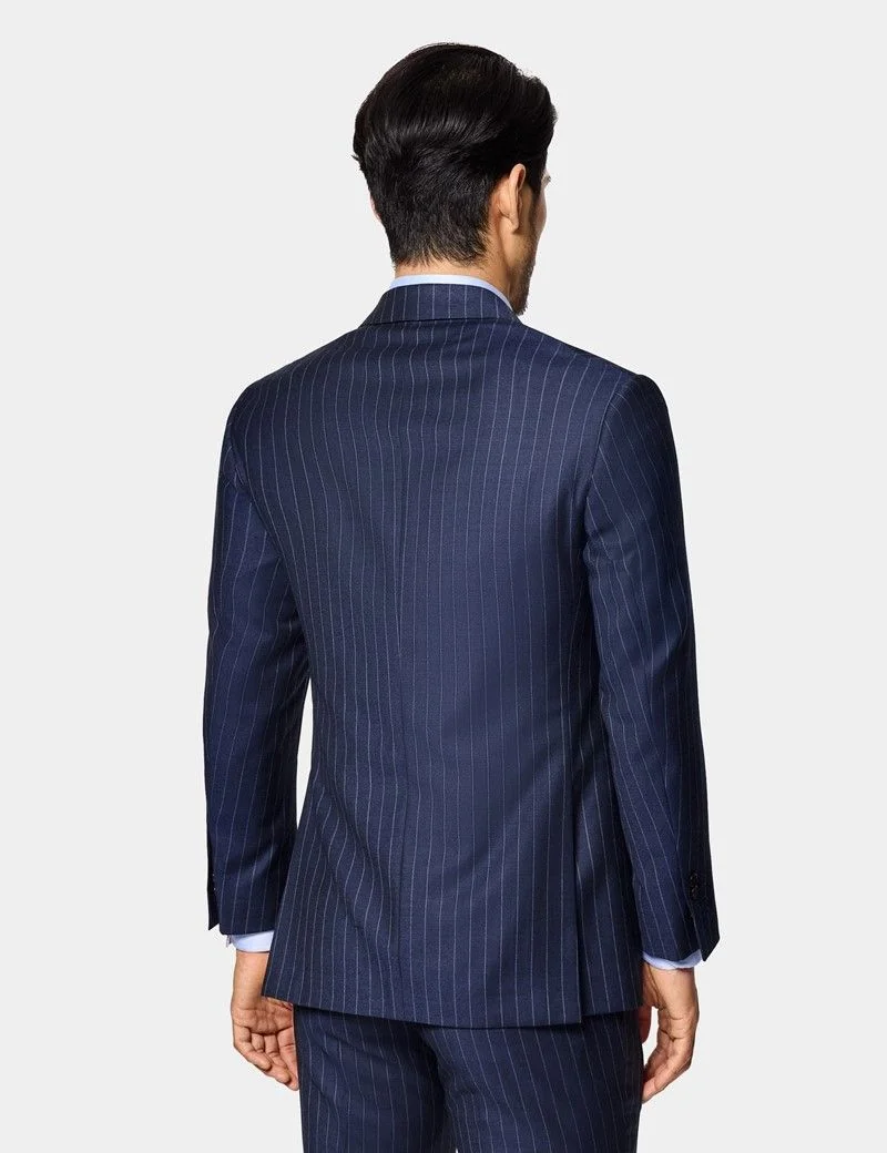 Slim Fit Navy Chalk Stripe Suit Jacket thumbnail 2
