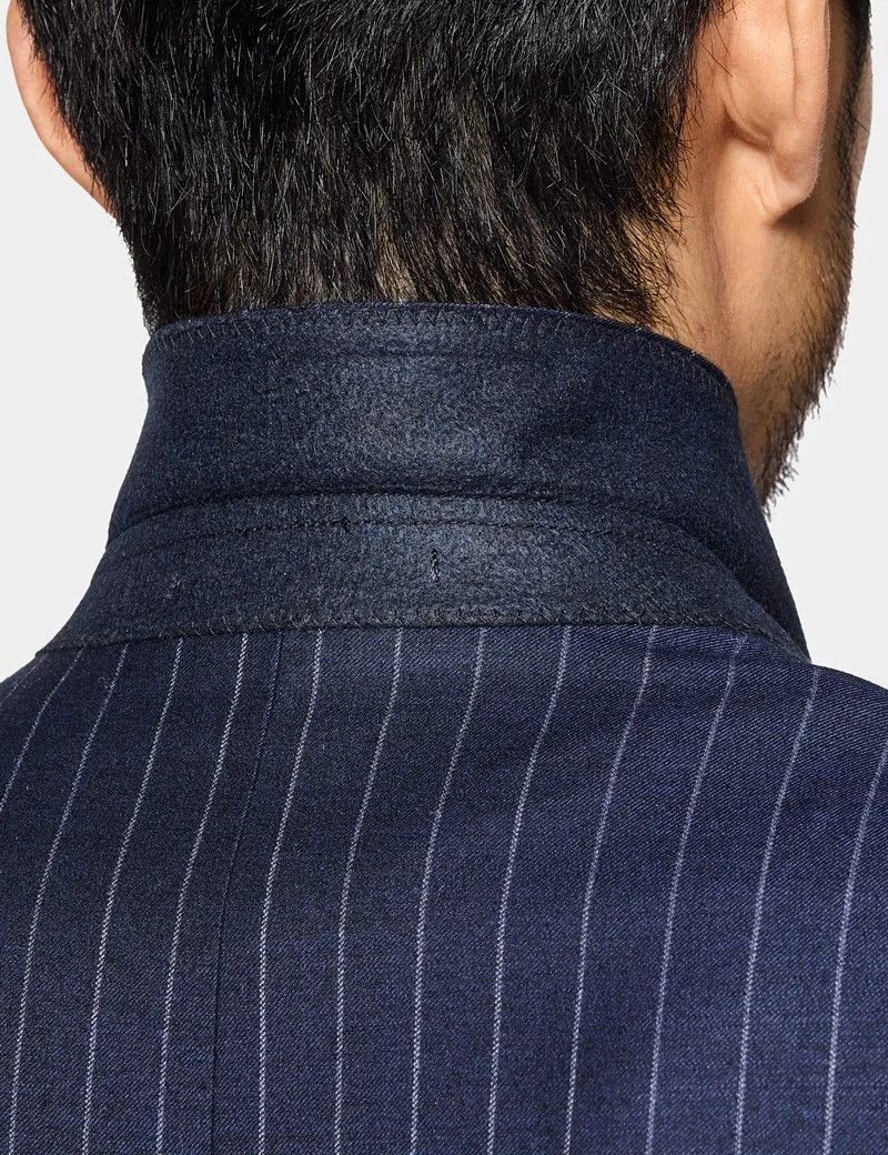 Slim Fit Navy Chalk Stripe Suit Jacket thumbnail 3
