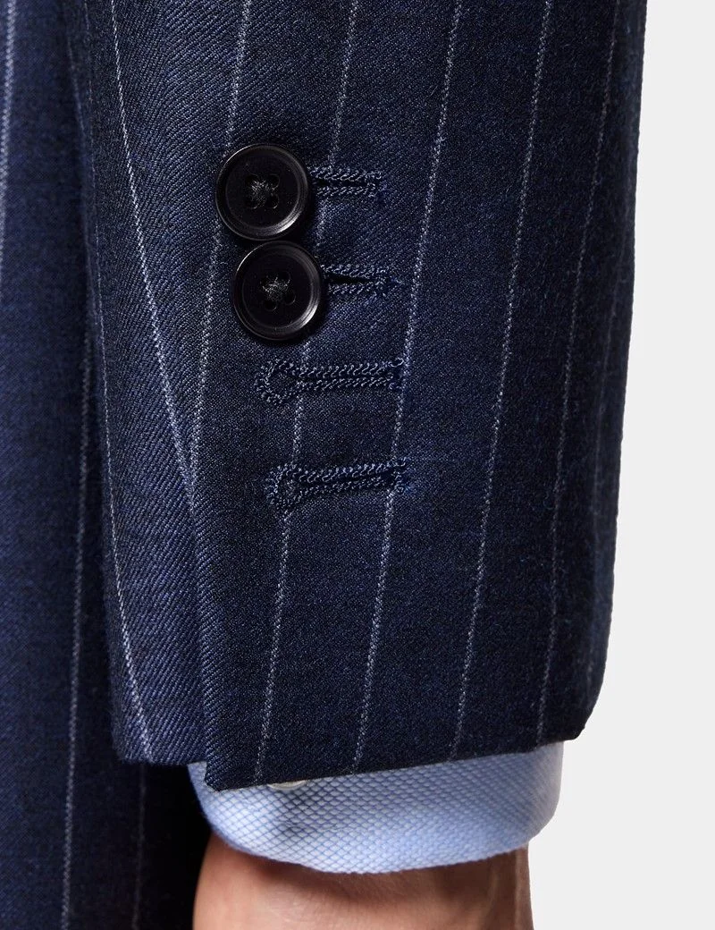 Slim Fit Navy Chalk Stripe Suit Jacket thumbnail 4
