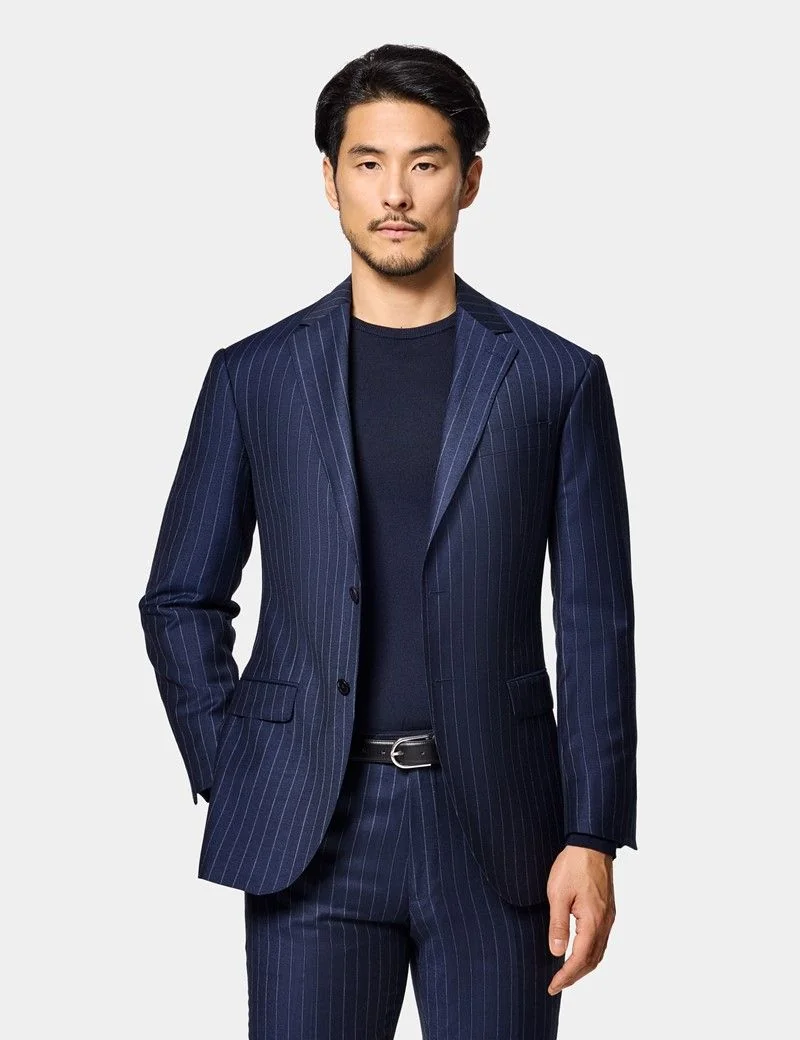 Slim Fit Navy Chalk Stripe Suit Jacket thumbnail 6