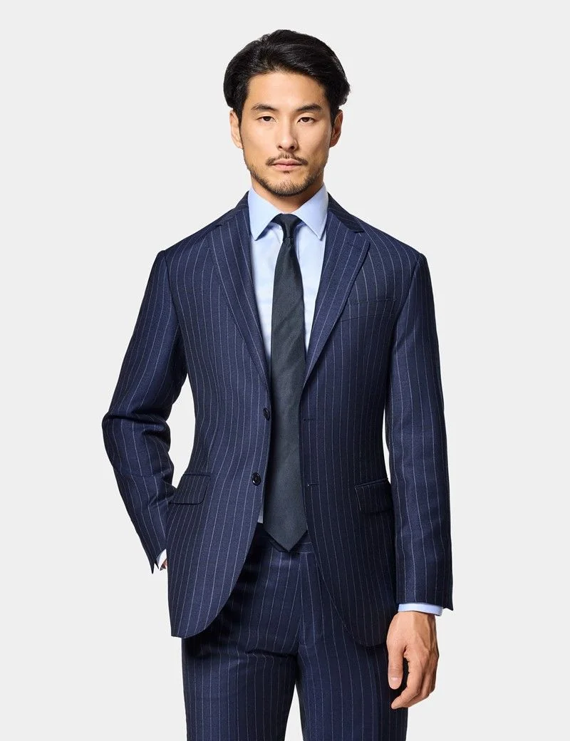 Slim Fit Navy Chalk Stripe Suit Jacket thumbnail 8