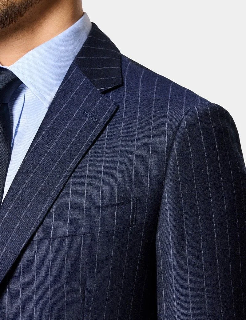 Slim Fit Navy Chalk Stripe Suit Jacket thumbnail 9