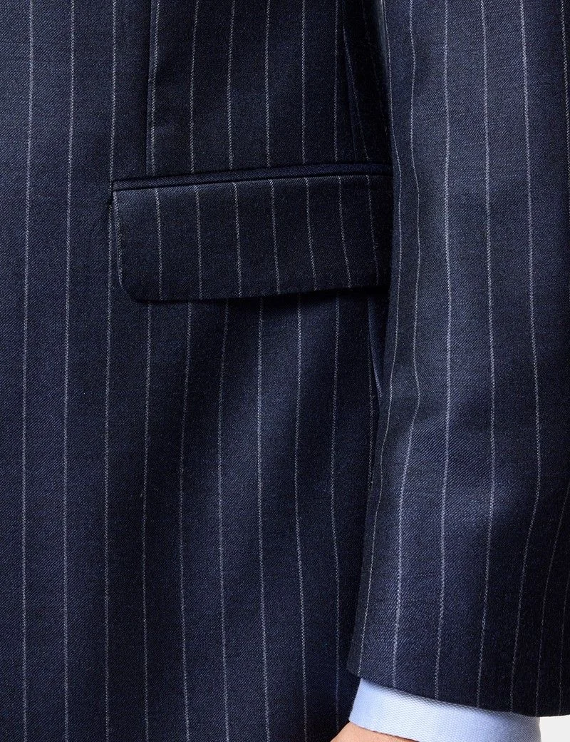 Slim Fit Navy Chalk Stripe Suit Jacket thumbnail 10