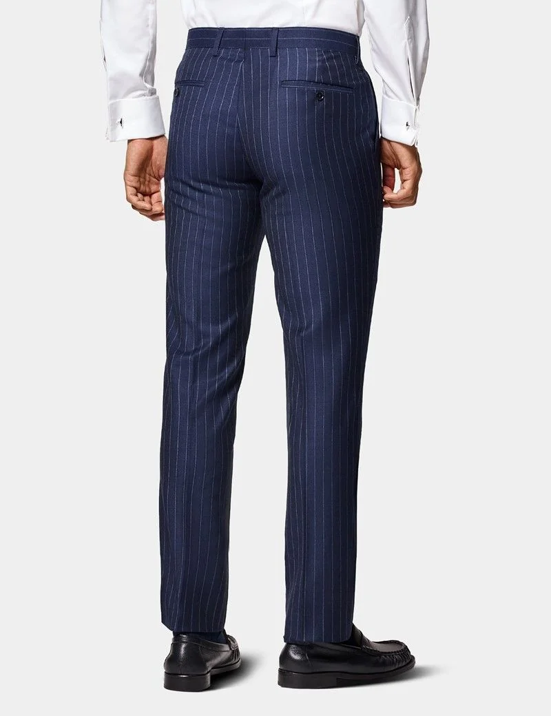 Slim Fit Navy Chalk Stripe Suit Trousers thumbnail 4