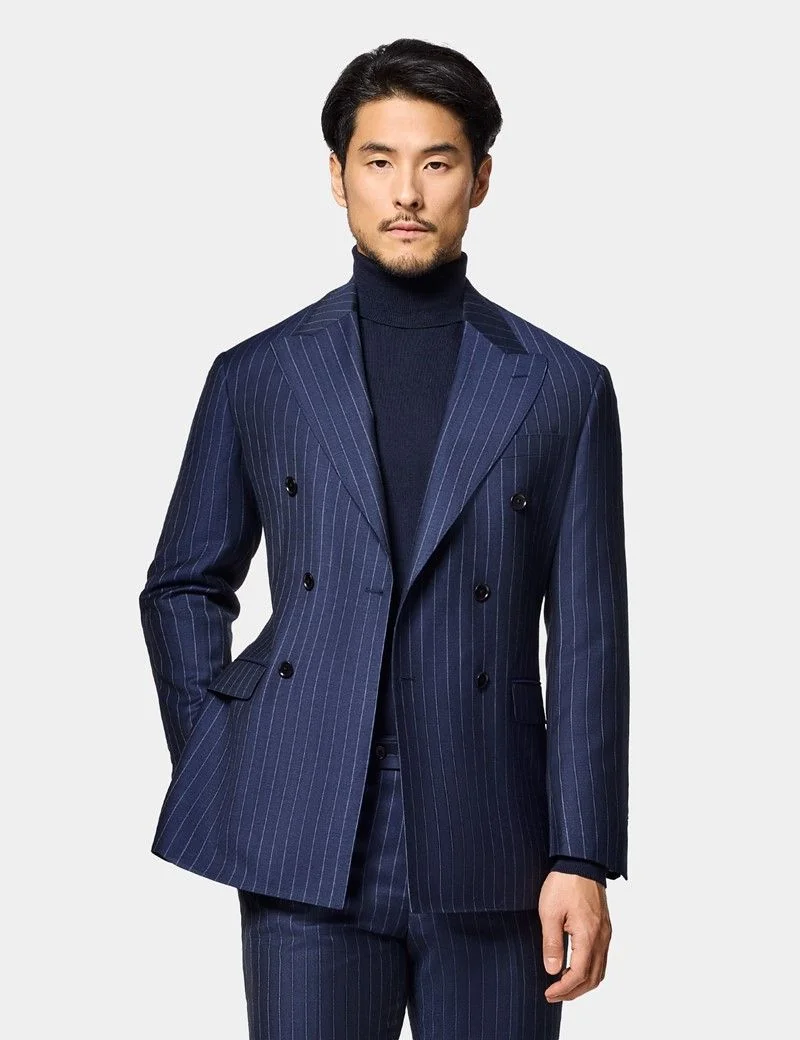 Slim Fit Navy Chalk Stripe Suit thumbnail 6