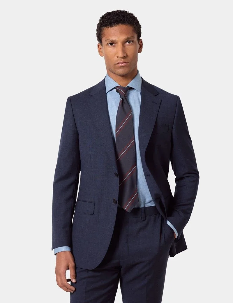Slim Fit Navy Check Suit Jacket thumbnail 2