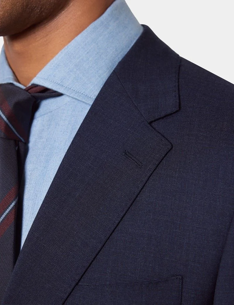 Slim Fit Navy Check Suit Jacket thumbnail 3