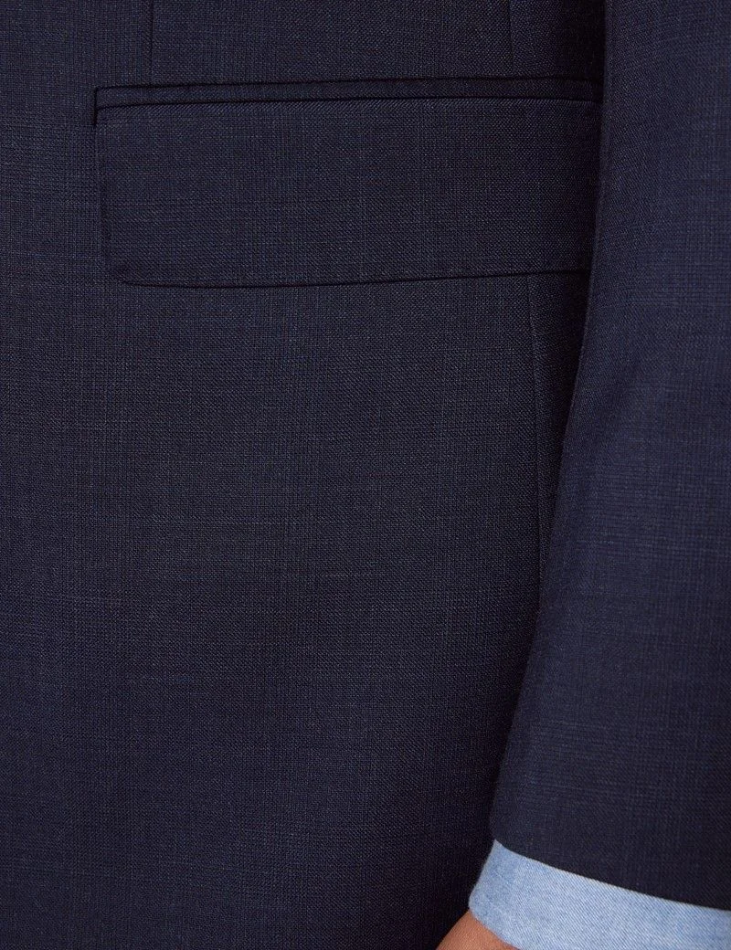 Slim Fit Navy Check Suit Jacket thumbnail 4
