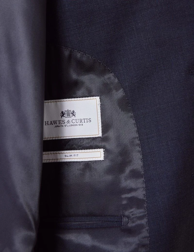 Slim Fit Navy Check Suit Jacket thumbnail 5