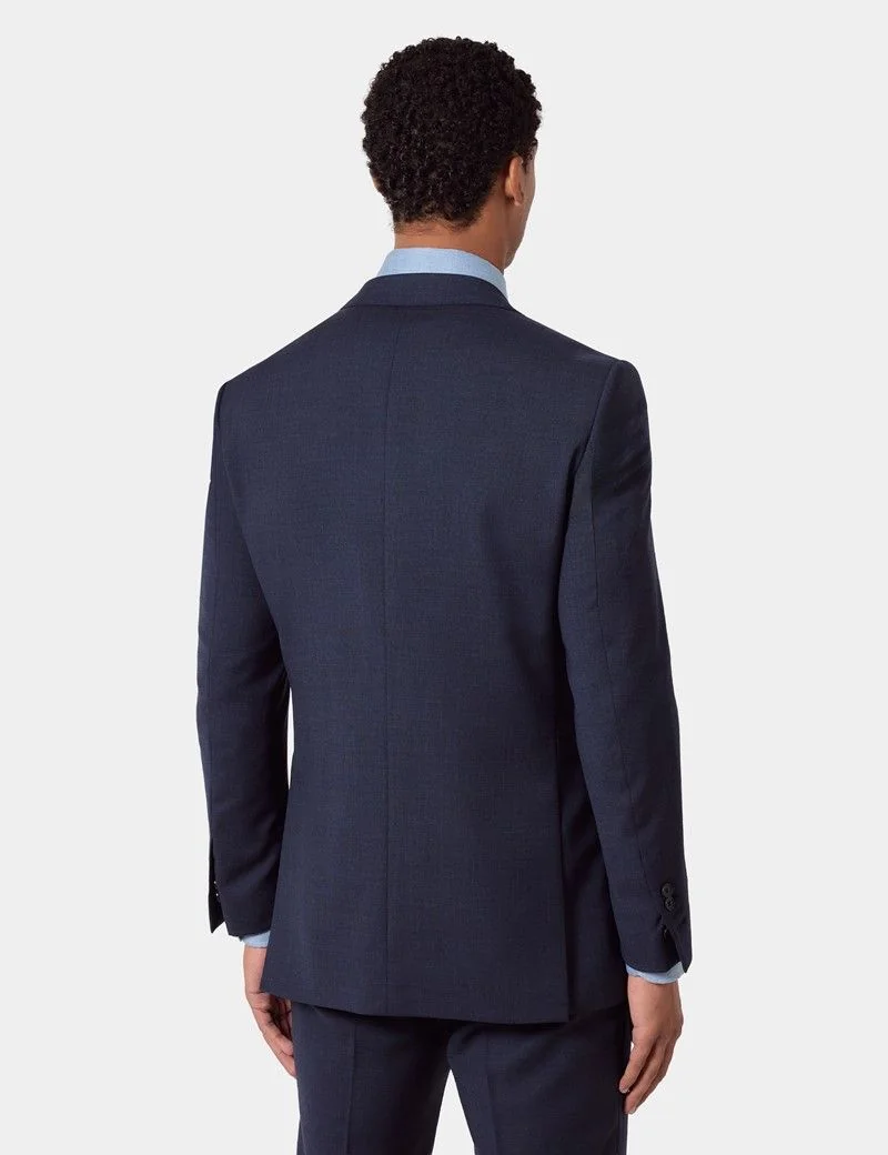 Slim Fit Navy Check Suit Jacket thumbnail 6