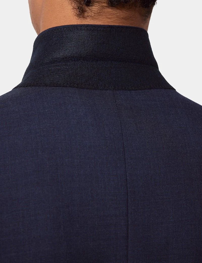 Slim Fit Navy Check Suit Jacket thumbnail 7
