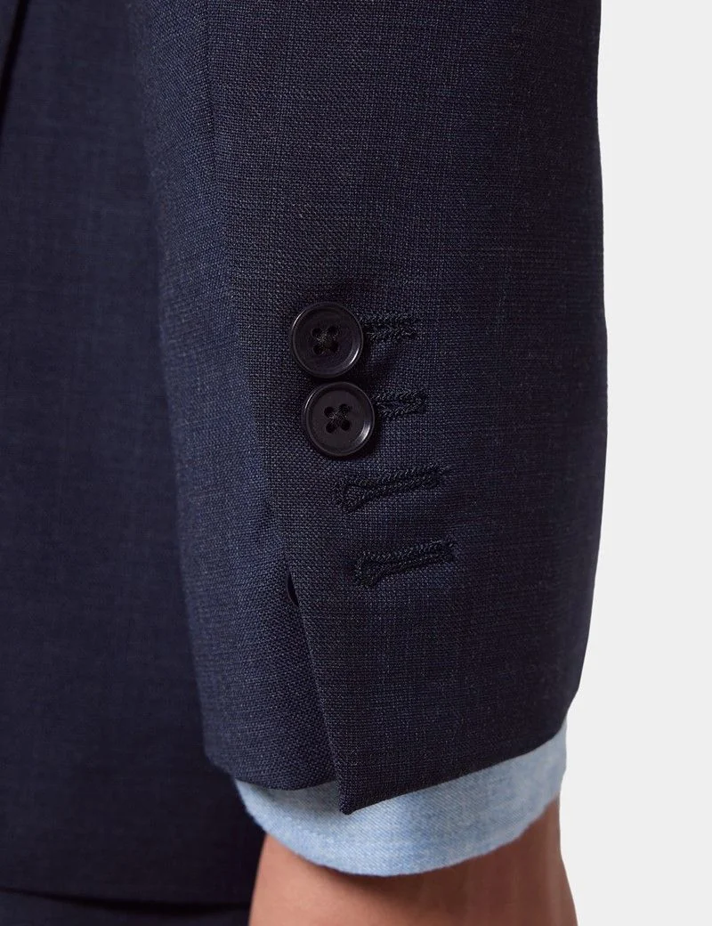 Slim Fit Navy Check Suit Jacket thumbnail 8