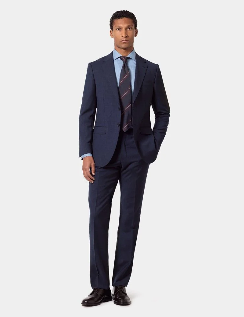 Slim Fit Navy Check Suit Jacket thumbnail 9