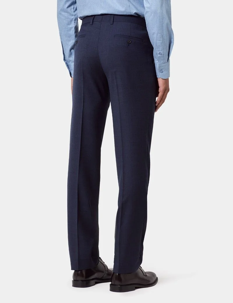 Slim Fit Navy Check Suit Trousers thumbnail 4