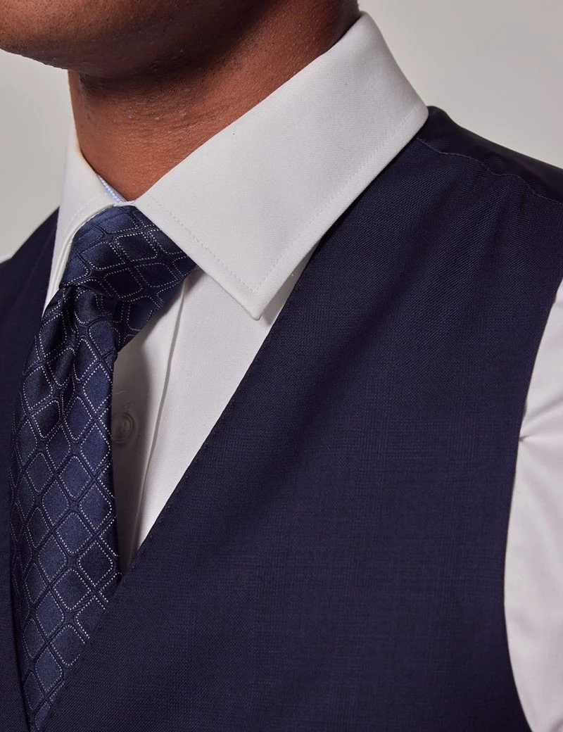 Slim Fit Navy Check Waistcoat thumbnail 3