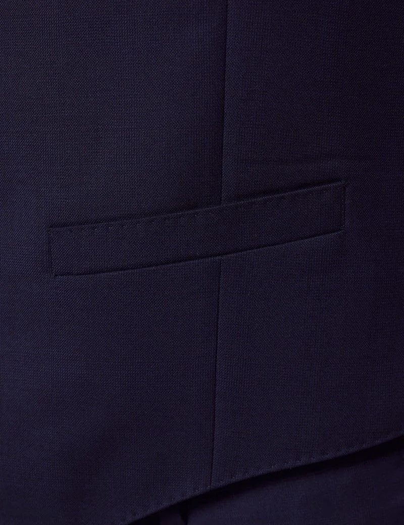 Slim Fit Navy Check Waistcoat thumbnail 4