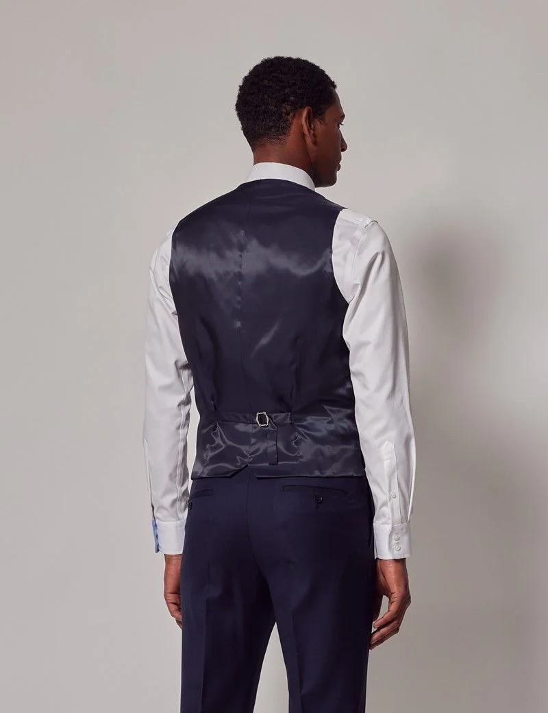 Slim Fit Navy Check Waistcoat thumbnail 5