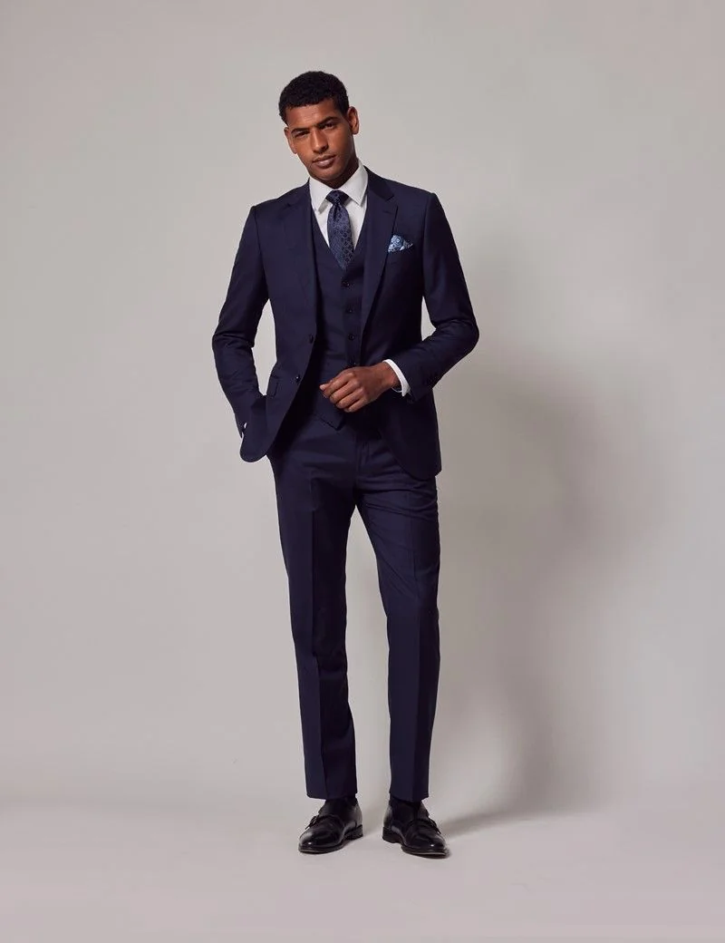 Slim Fit Navy Check Waistcoat thumbnail 6