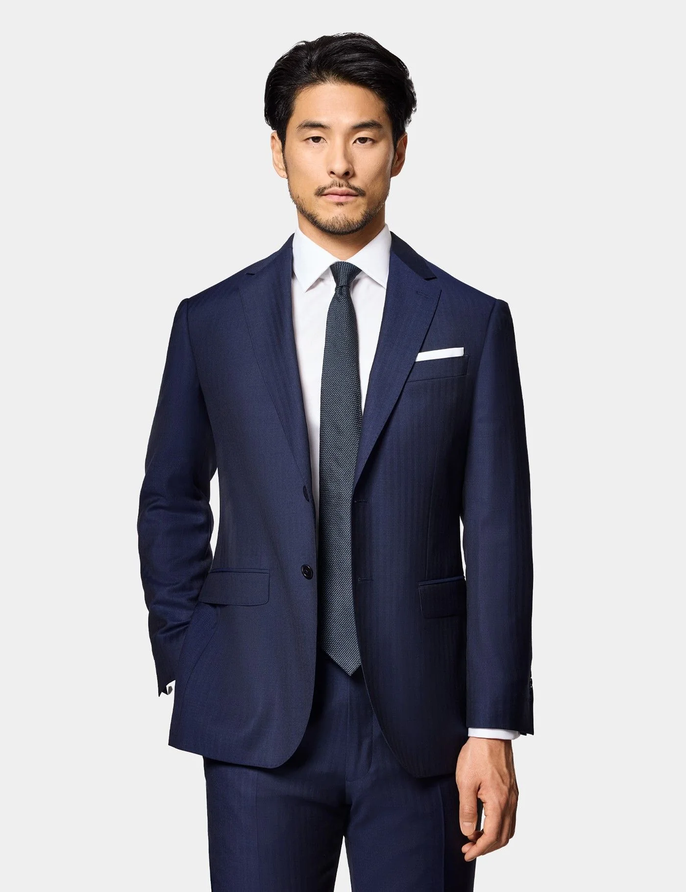 Slim Fit Navy Herringbone Suit Jacket primary image