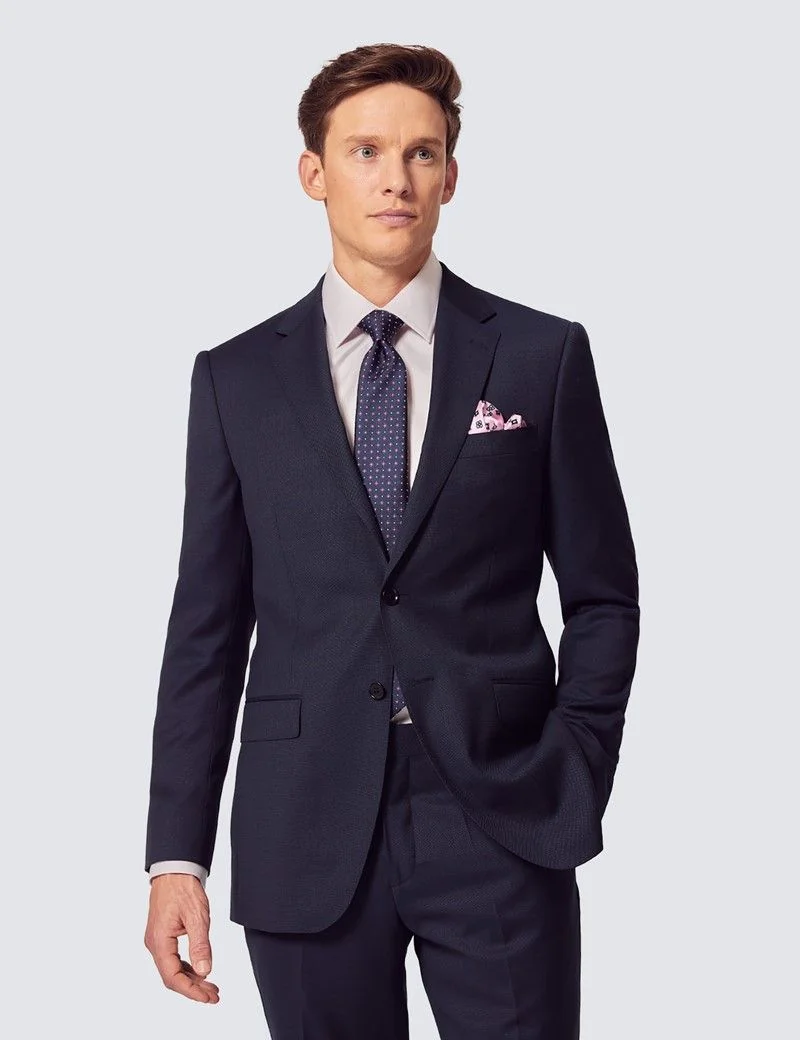 Slim Fit Navy Hopsack Suit Jacket thumbnail 2